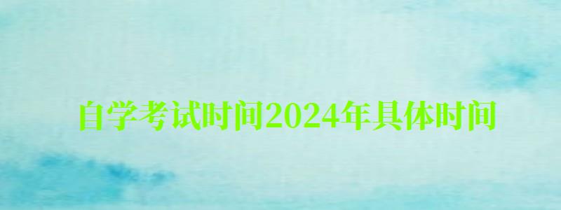 自学考试时间2024年具体时间