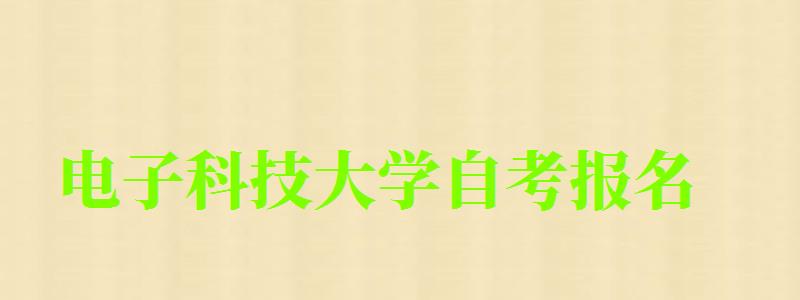 电子科技大学自考报名